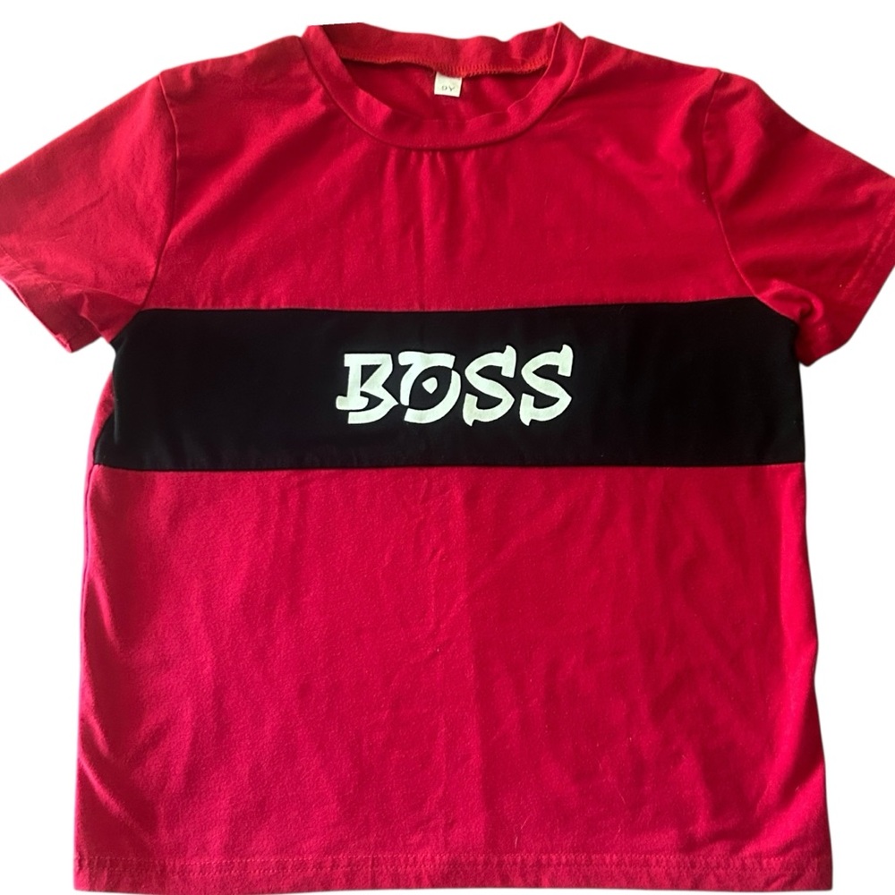 Red & Black BOSS‎ Graphic T-Shirt Streetwear Fashion Top